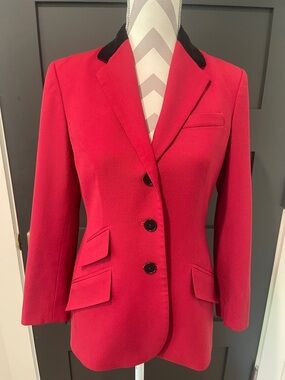 Ralph Lauren Wool Vintage Equestrian Blazer With Black Velvet Collar Size 4